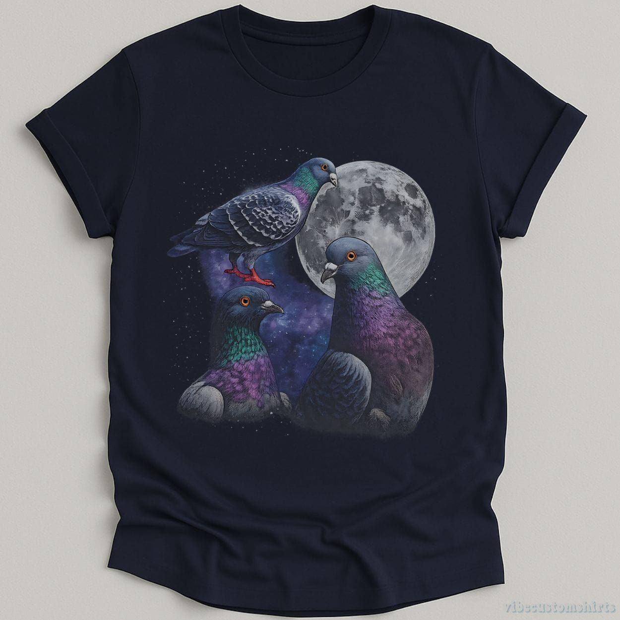 Three Pigeon Moon Retro Funny Shirt product image 2