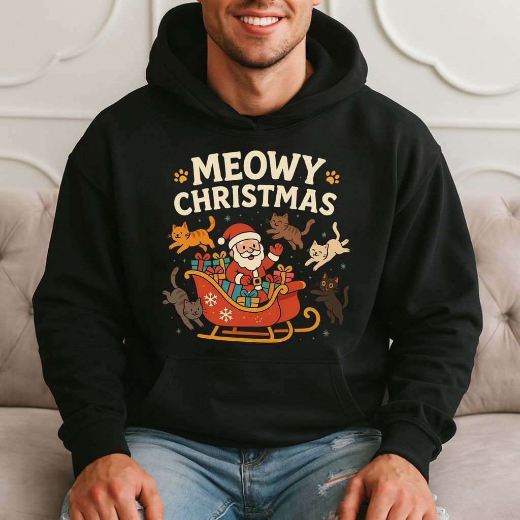 Meowy Christmas - Funny Cat Santa Hoodie product image 1