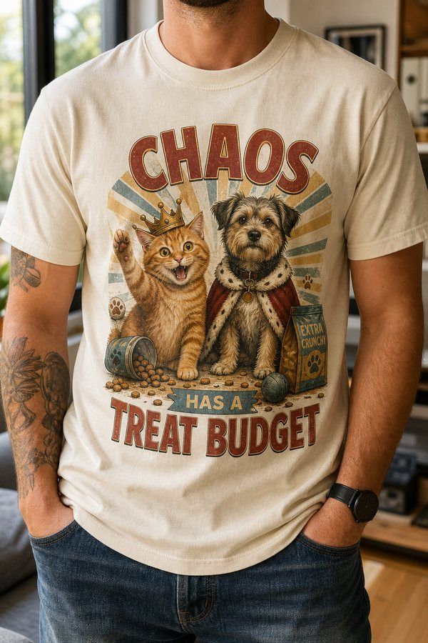 Chaos Has A Treat Budget Pet Parent T-Shirt product image 1