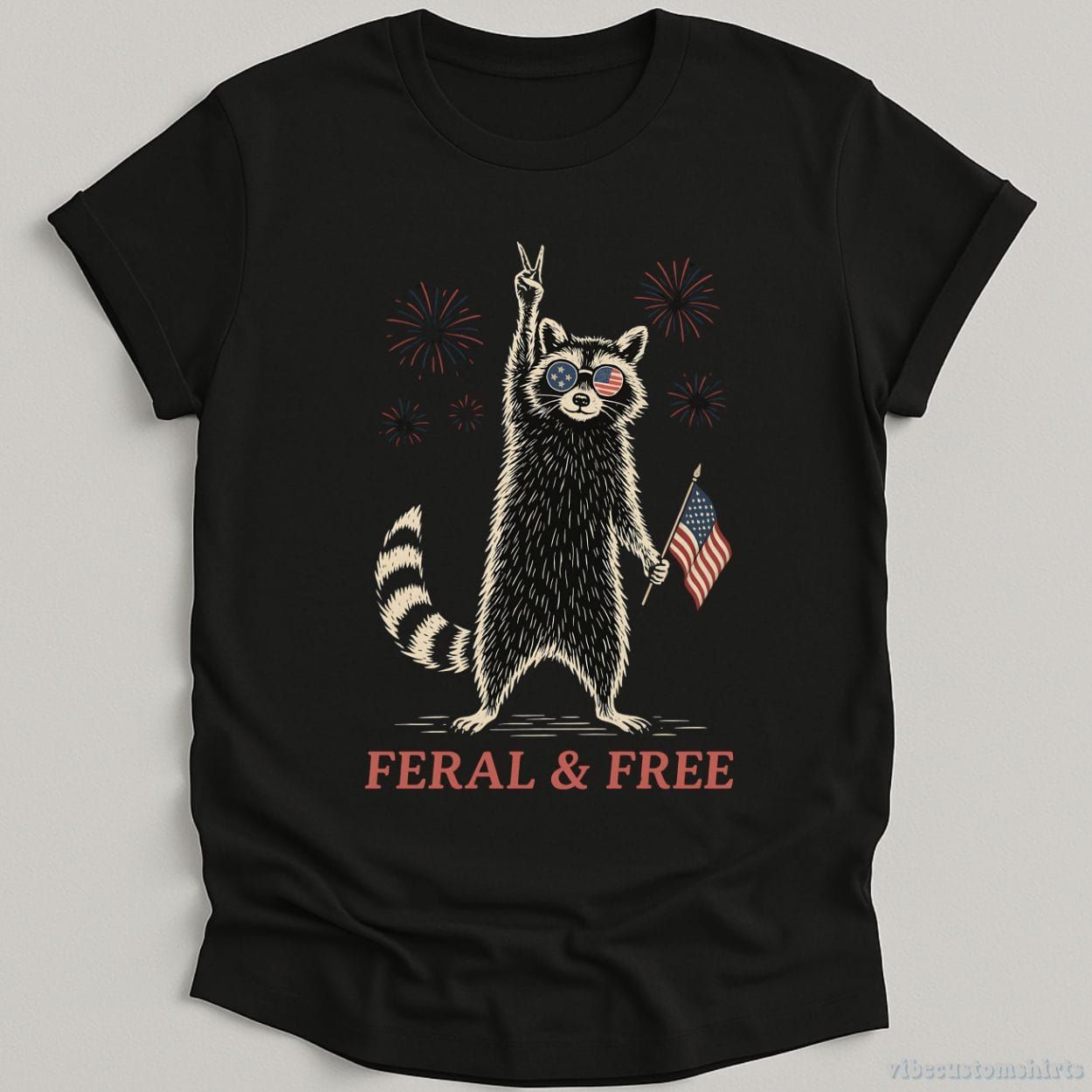 Feral & Free Patriotic Raccoon Shirt product image 2