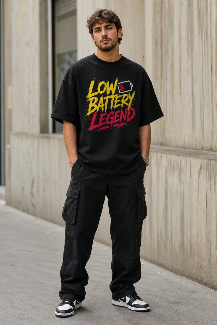 Low Battery Legend Oversized Heavyweight Heavyweight Oversized Tee – Graphic Streetwear T-Shirt for Casual Outfits, graphic art / gift product image 1