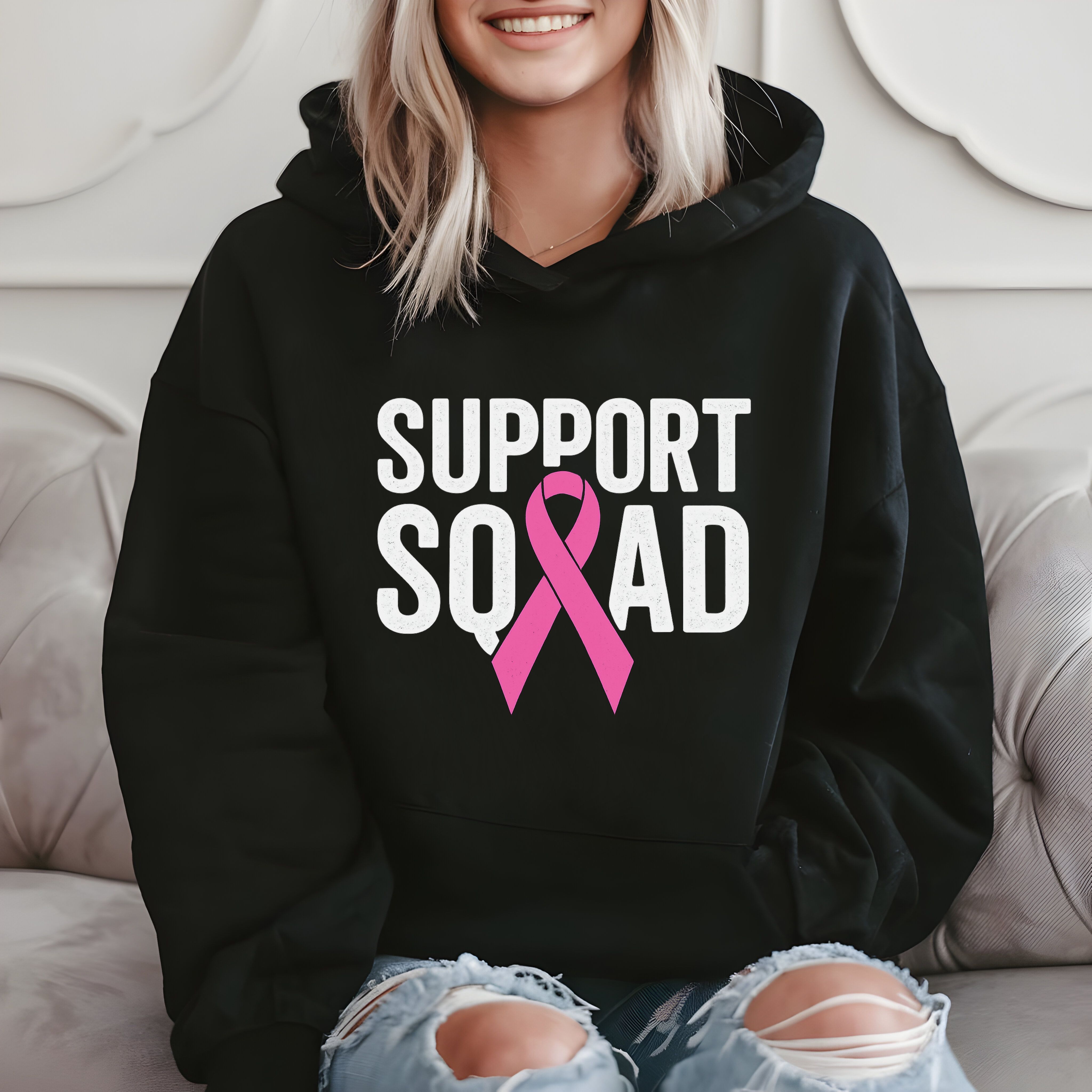 Support Squad Pink Ribbon Awareness Hoodie product image 2