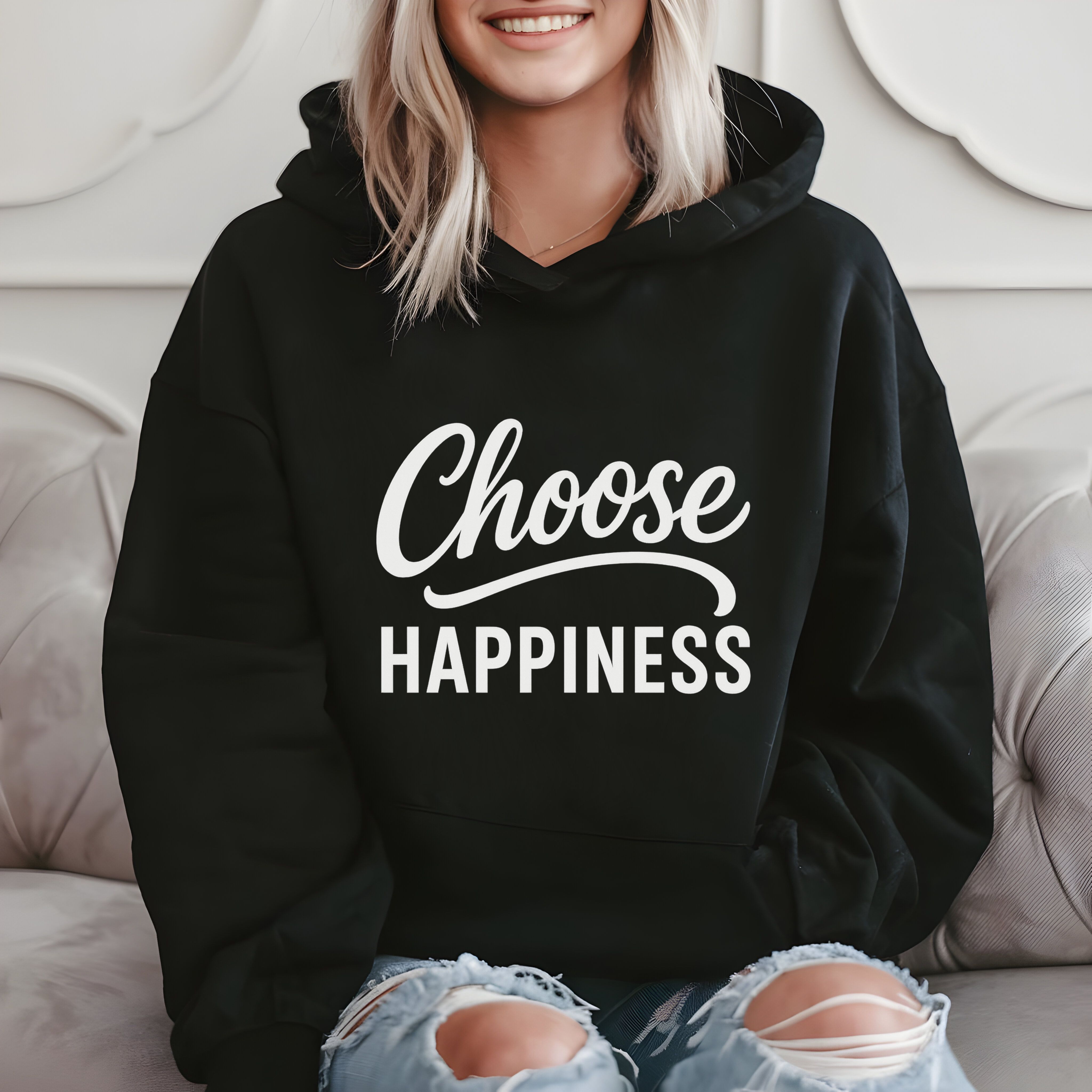 Choose Happiness Funny Motivational Hoodie product image 2