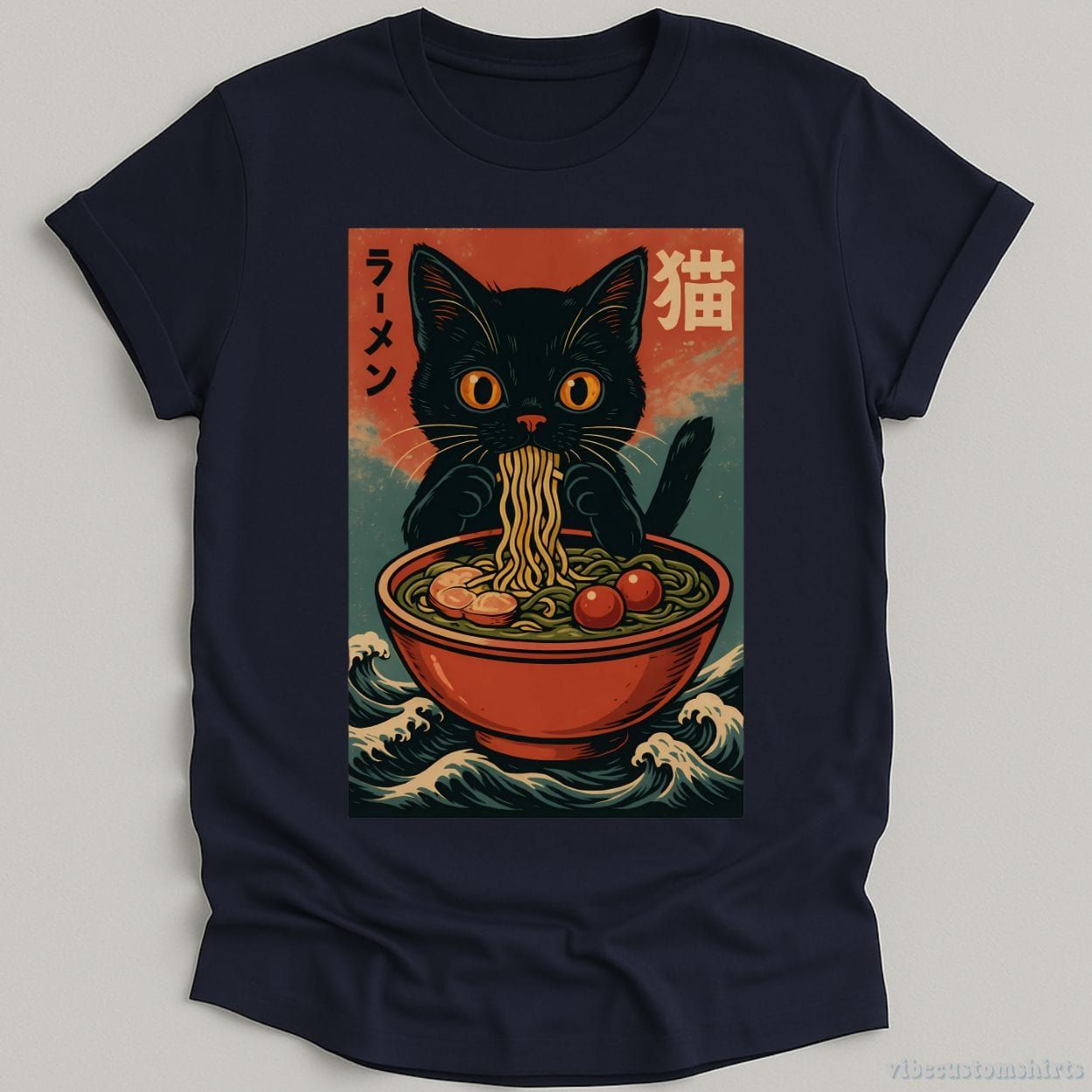 Anime Cat Ramen Japanese Funny Graphic Shirt product image 3