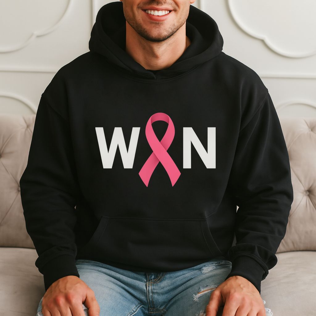 W N Pink Ribbon Breast Cancer Awareness Gift Hoodie product image 3