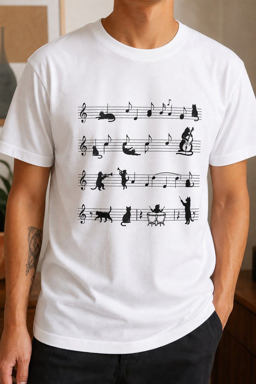 Cat Concerto Music Sheet T-Shirt product image 1