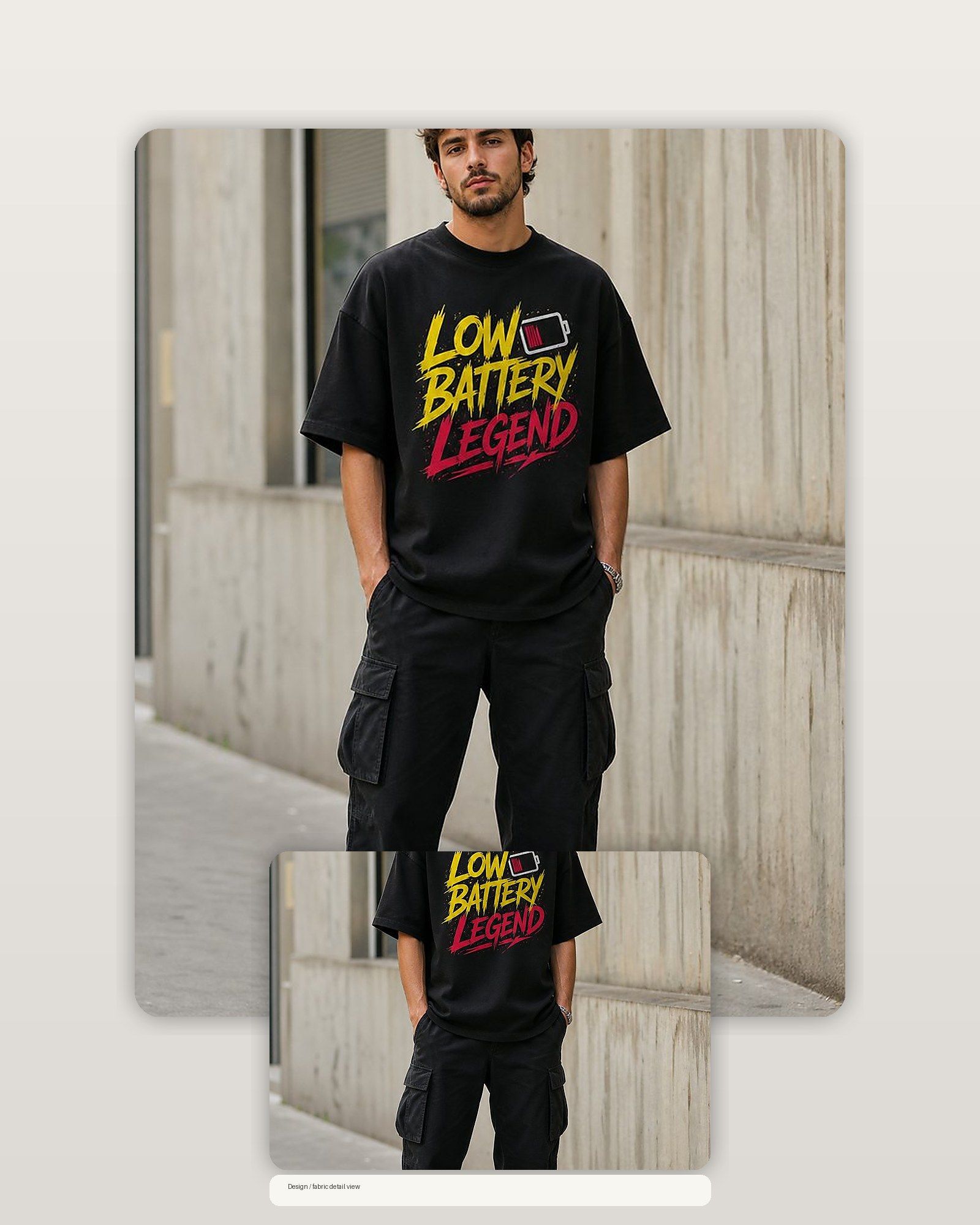 Low Battery Legend Oversized Heavyweight Heavyweight Oversized Tee – Graphic Streetwear T-Shirt for Casual Outfits, graphic art / gift product image 2