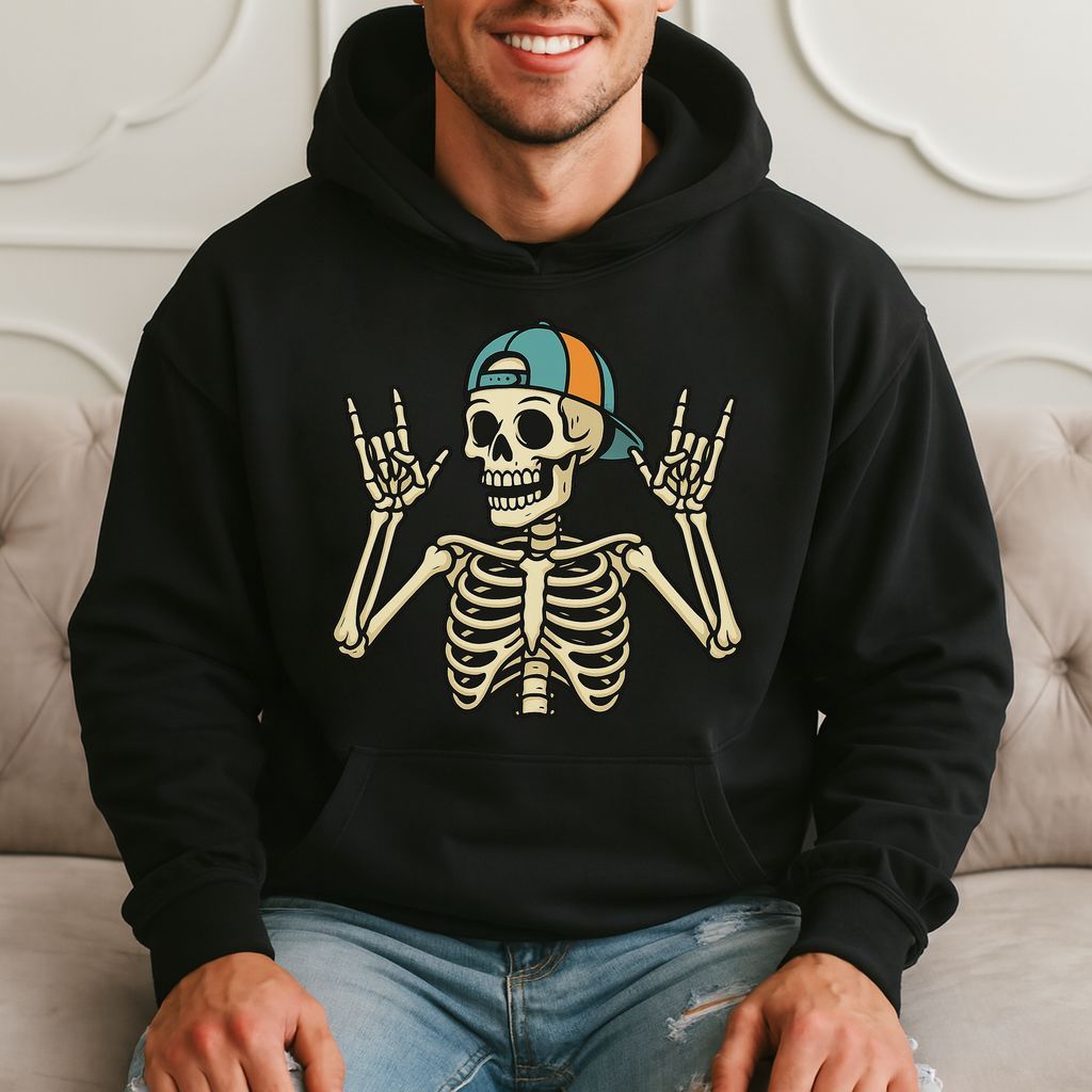 Skeleton Rock On - Funny Halloween Vibe Hoodie product image 3