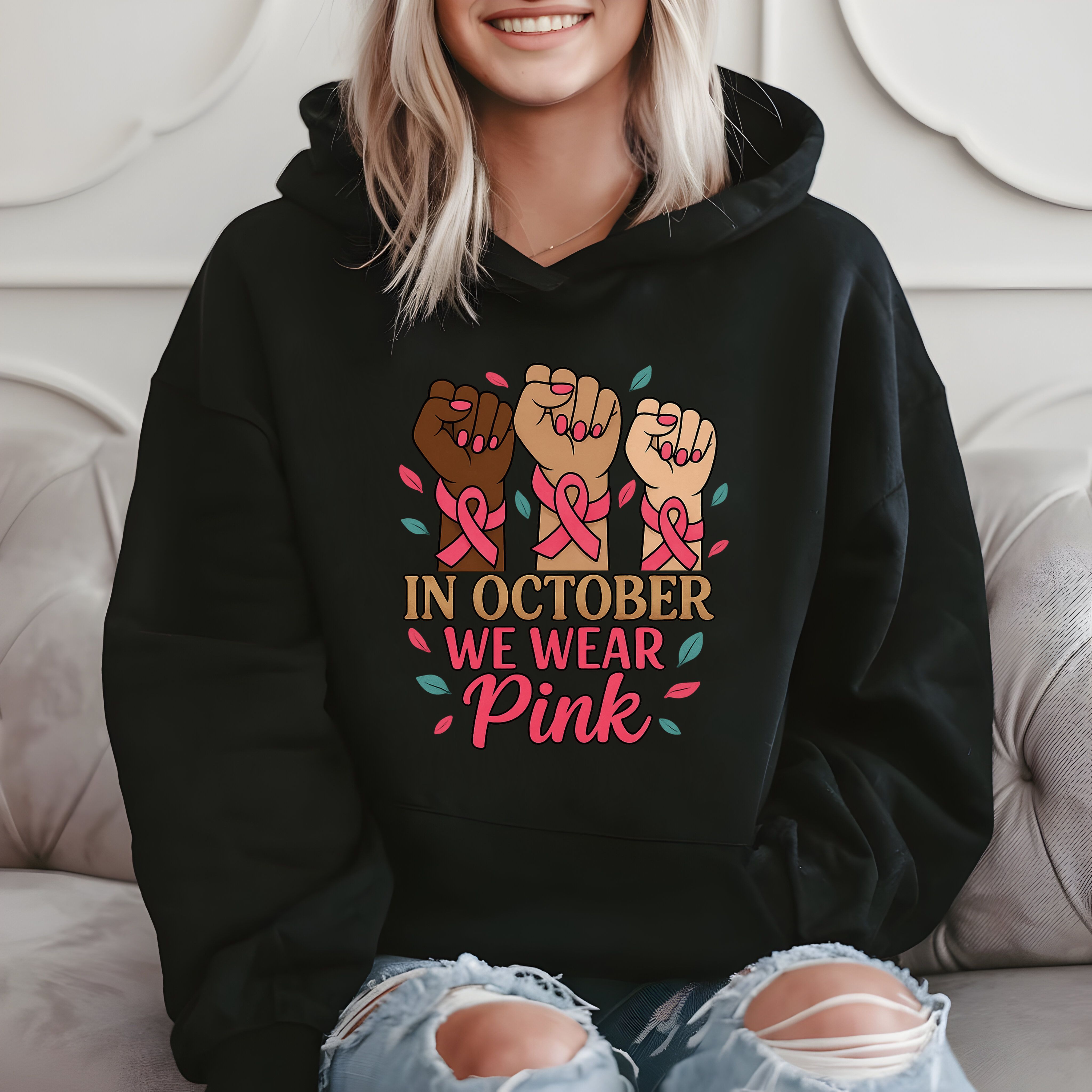 In October We Wear Pink - Breast Cancer Awareness Hoodie product image 2