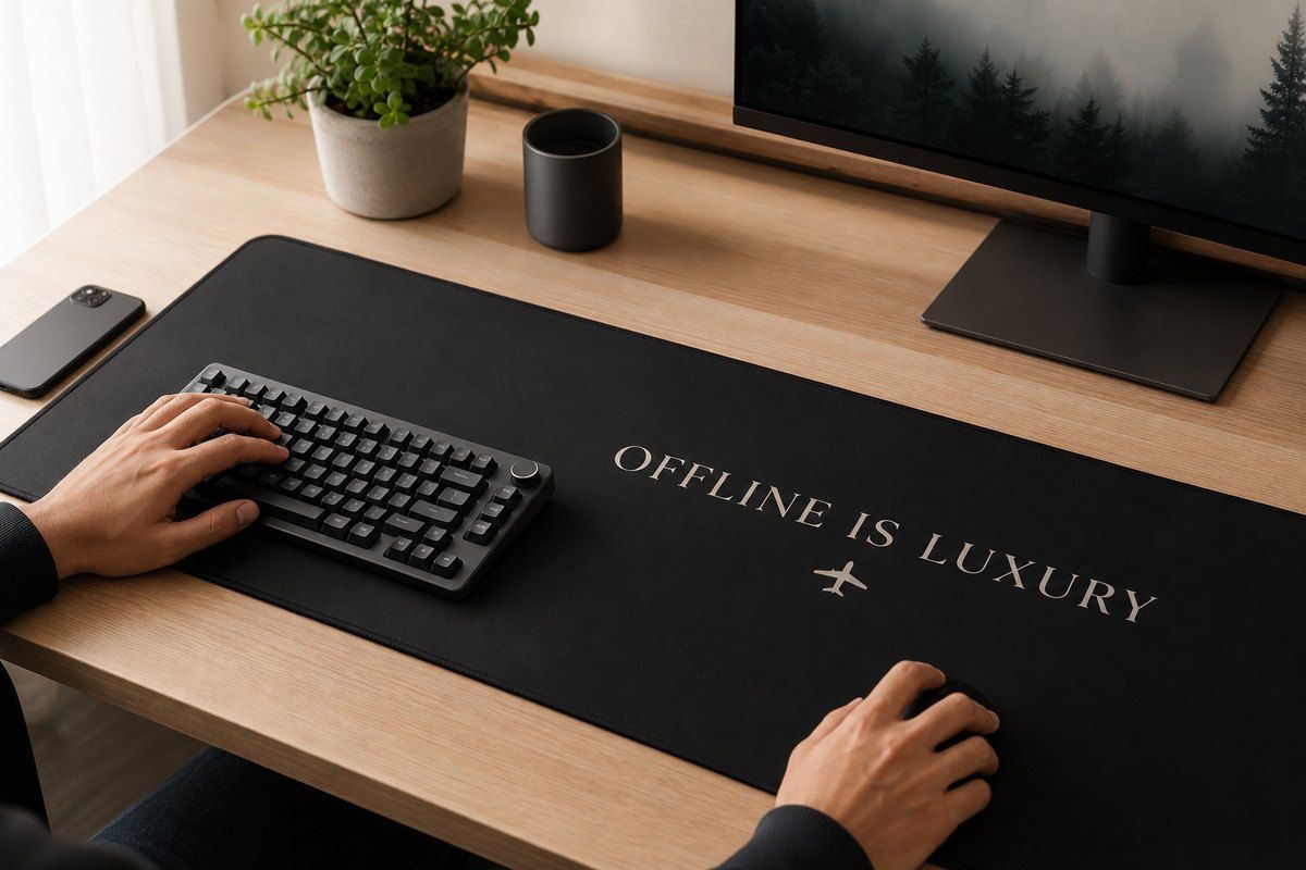 Offline Is Luxury Large Desk Mat – Gaming Mouse Pad for Office Setup, graphic art / gift product image 1