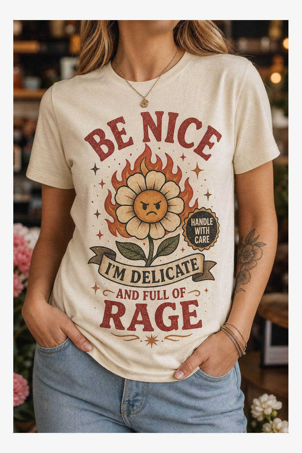 Be Nice, I’m Delicate and Full of Rage T-Shirt product image 1