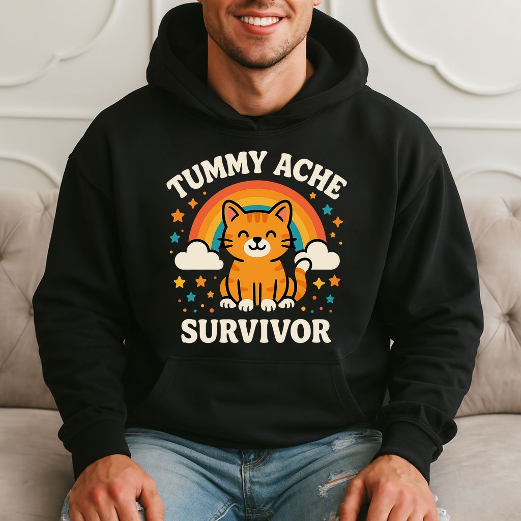 Tummy Ache Survivor - Cute Cat Rainbow Hoodie product image 1