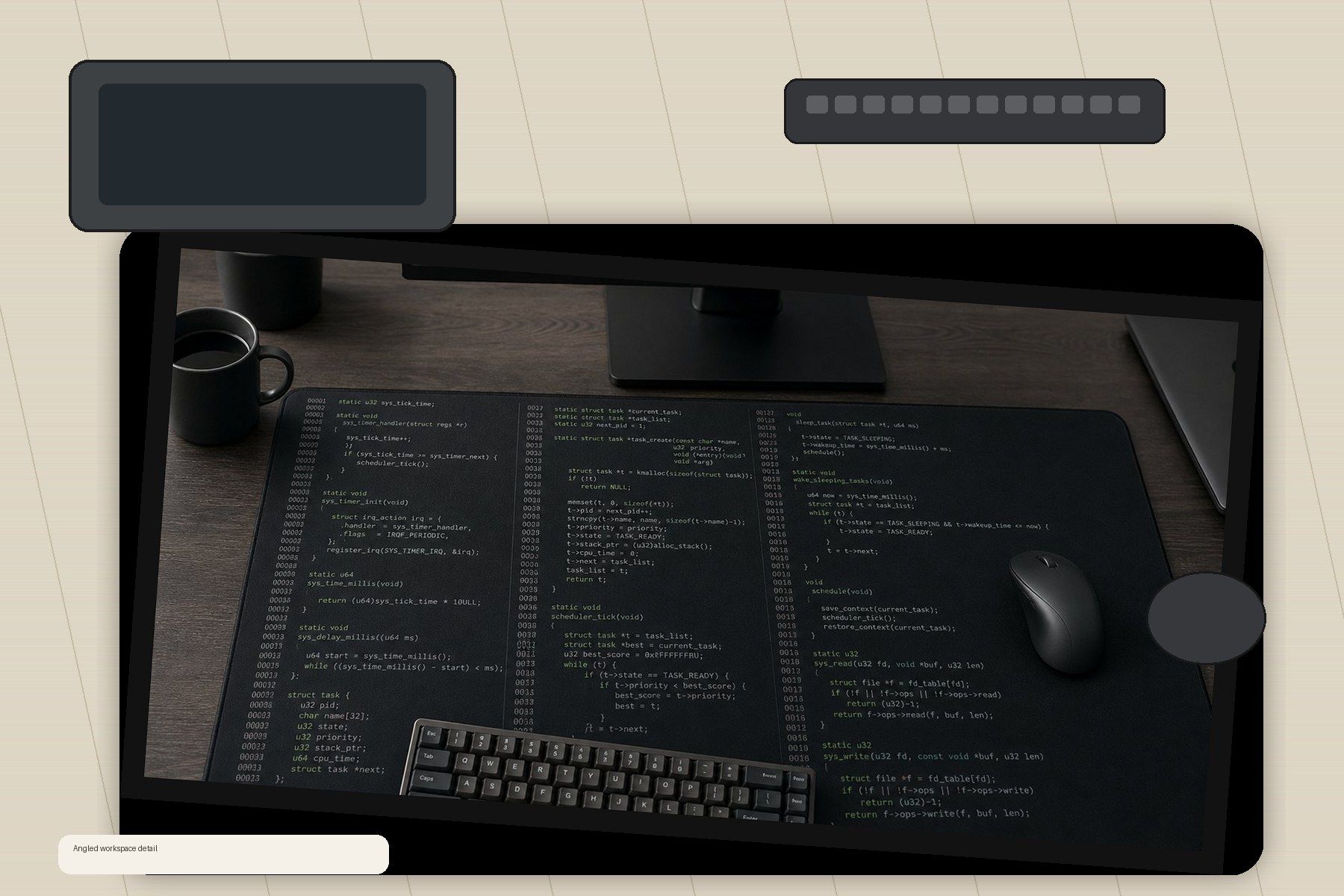 Kernel Space Code Large Desk Mat – Gaming Mouse Pad for Office Setup, programmer gift / developer product image 2