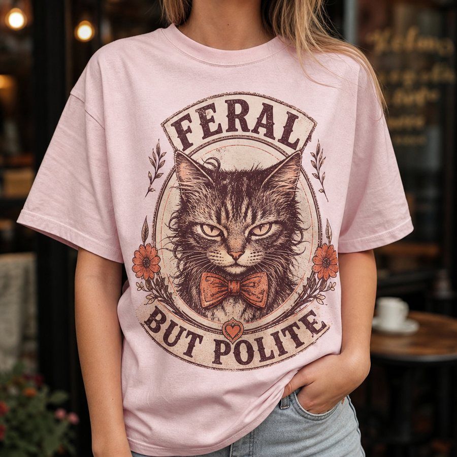 Feral But Polite Cat T-Shirt product image 4