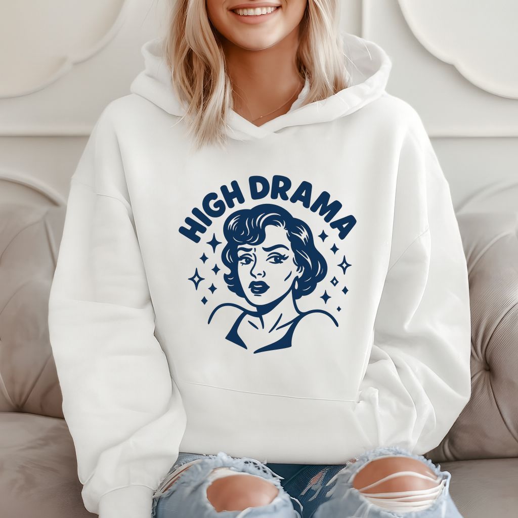 High Drama Retro Art Funny Design Hoodie product image 2