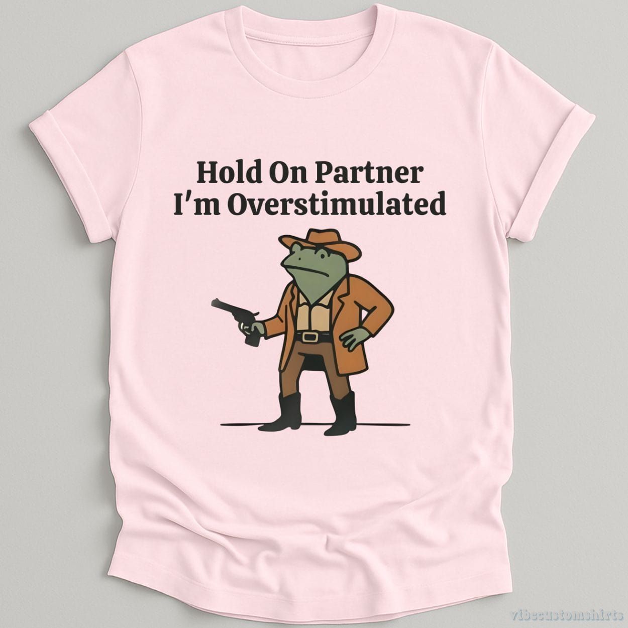 Hold On Partner I’m Overstimulated Funny Cowboy Frog Shirt product image 5