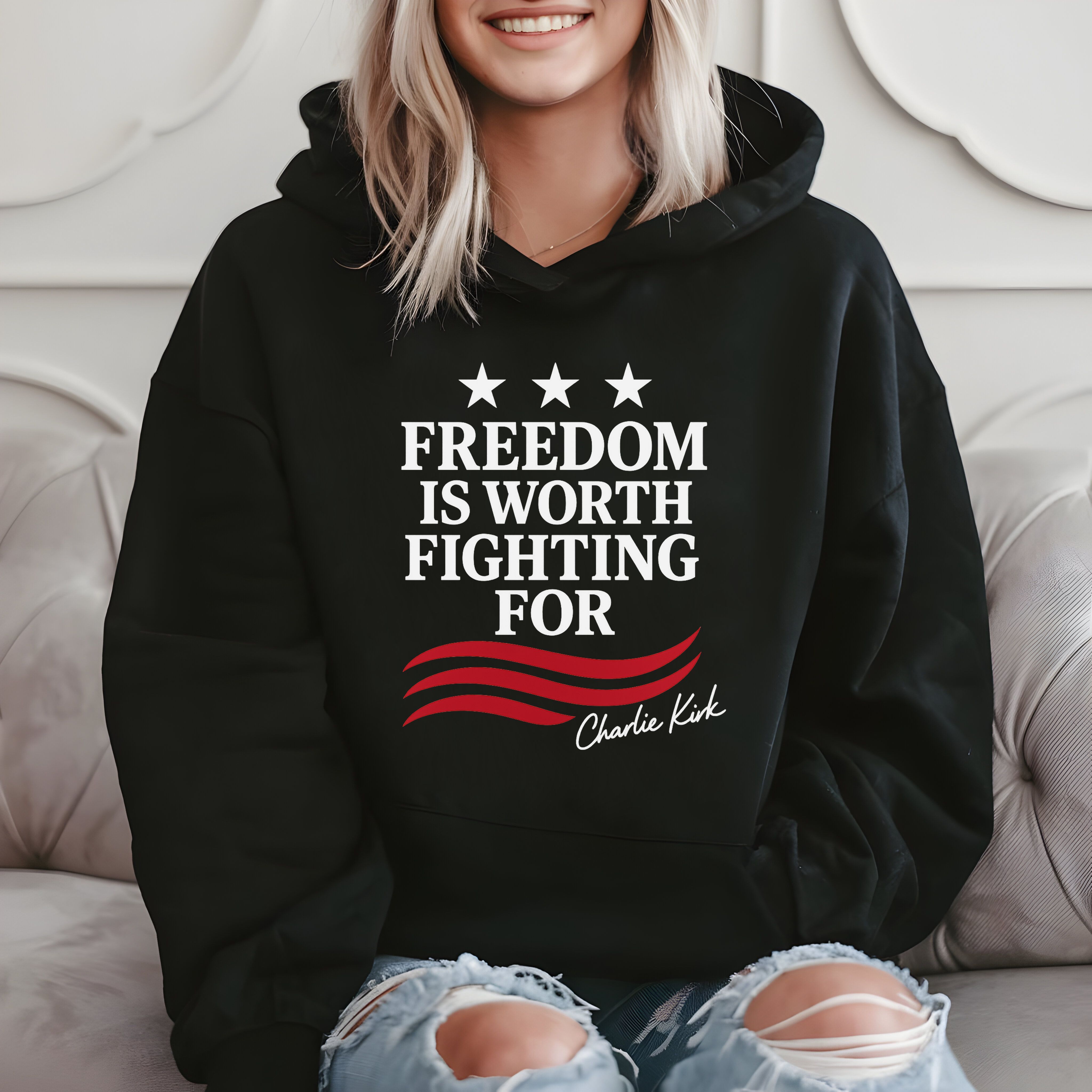 Freedom Is Worth Fighting For - Charlie Kirk Hoodie product image 2