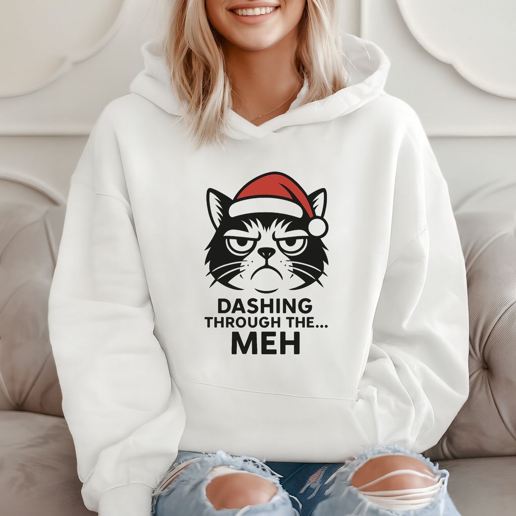 Dashing Through The Meh Funny Cat Hoodie product image 2