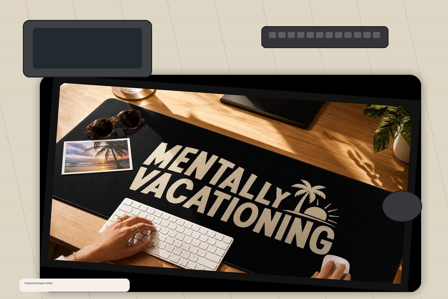 Mentally Vacationing Large Desk Mat – Gaming Mouse Pad for Office Setup, cat lover gift / cute animal product image 2