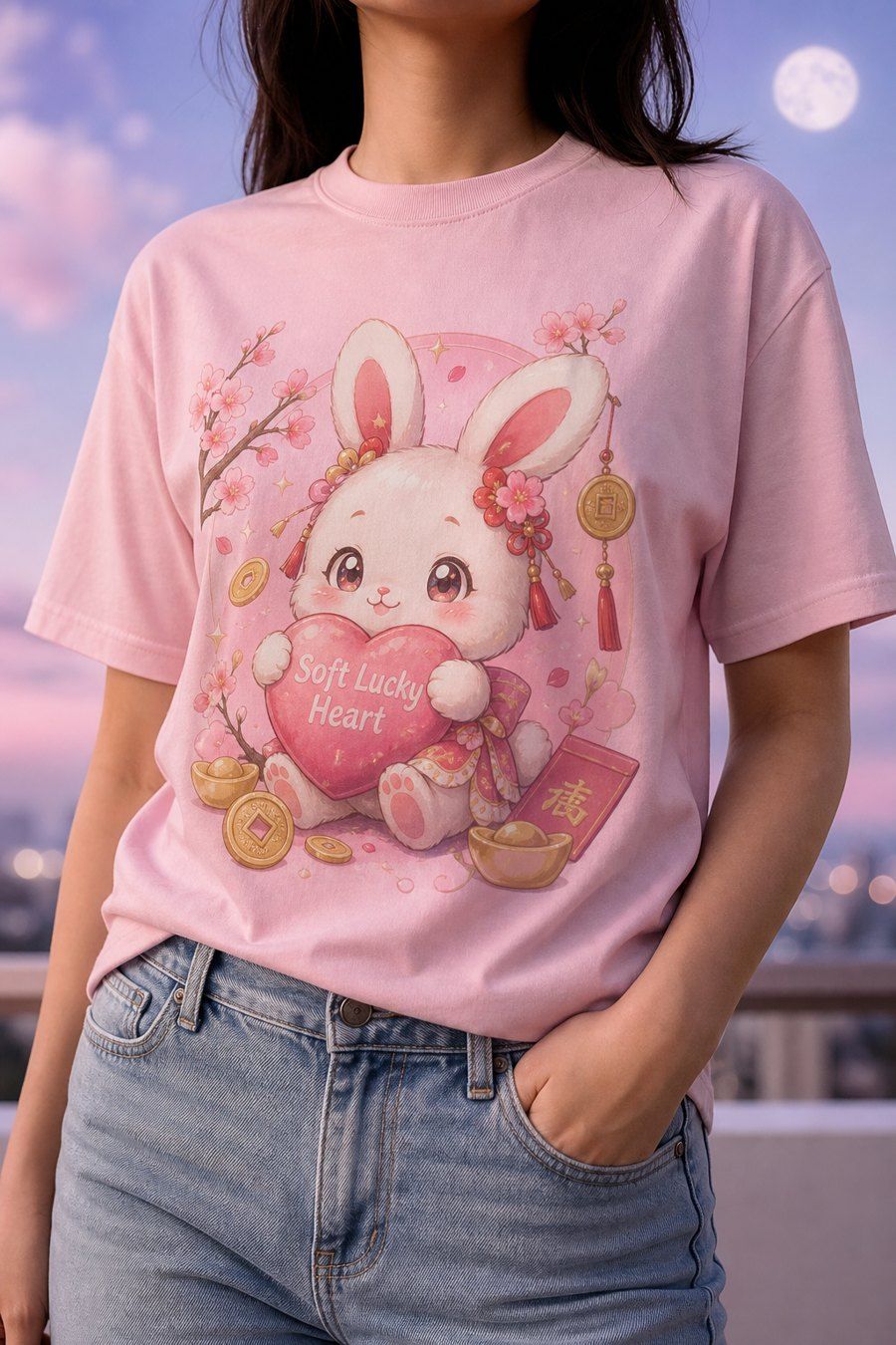 Year Of The Rabbit Cute Anime Zodiac Shirt - Soft Lucky Heart product image 1