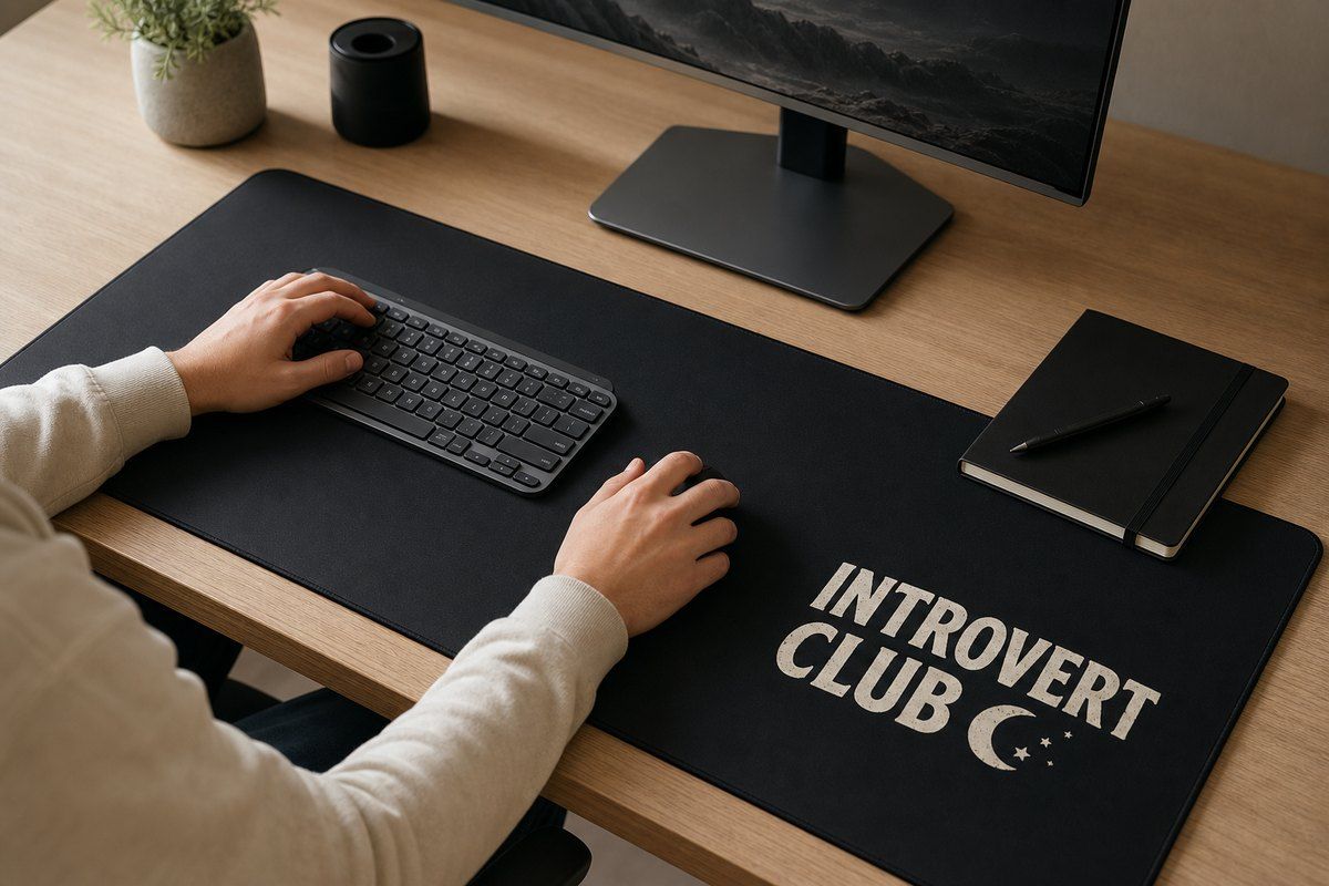 Introvert Club Large Desk Mat – Gaming Mouse Pad for Office Setup, graphic art / gift product image 1