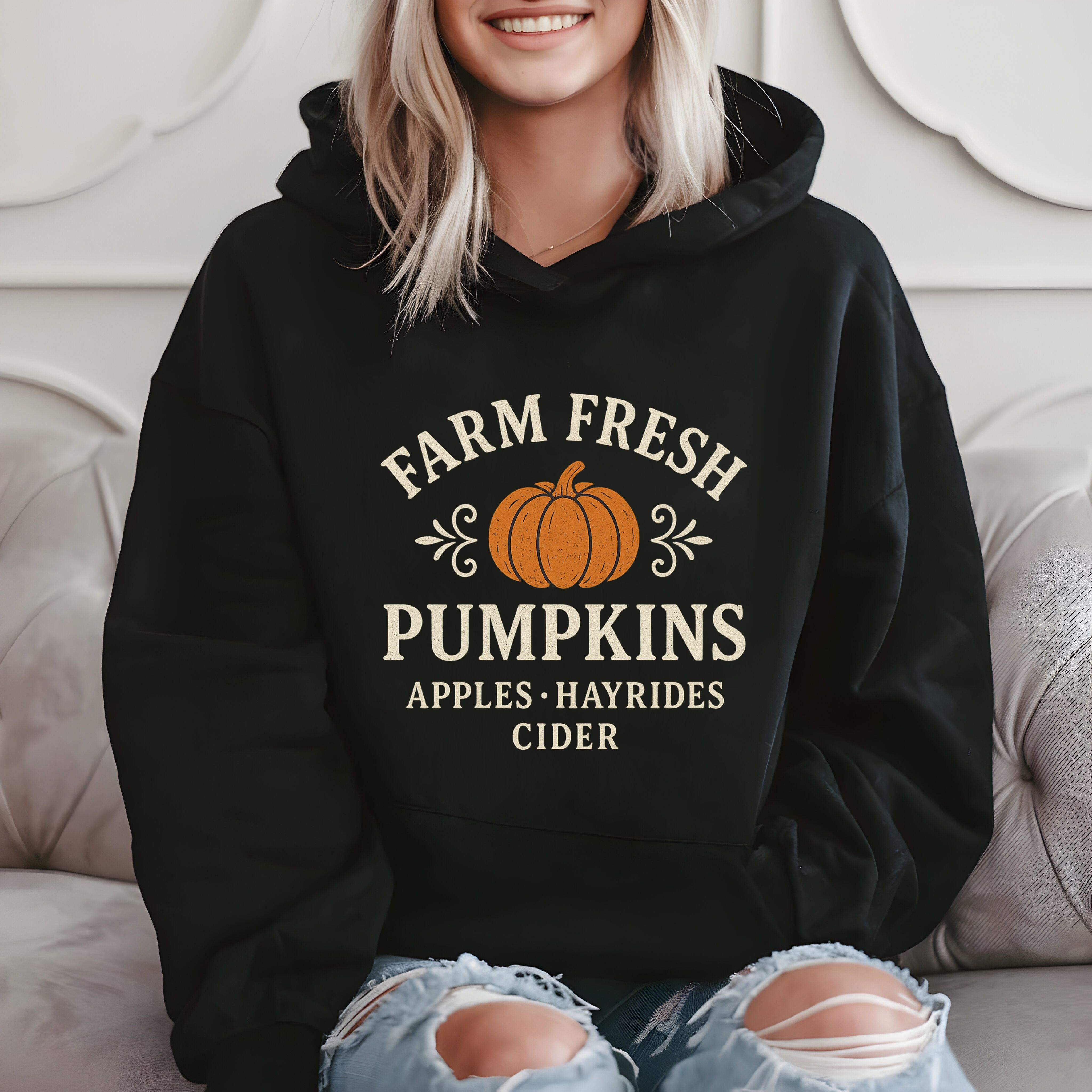 Farm Fresh Pumpkins - Funny Fall Harvest Hoodie product image 2