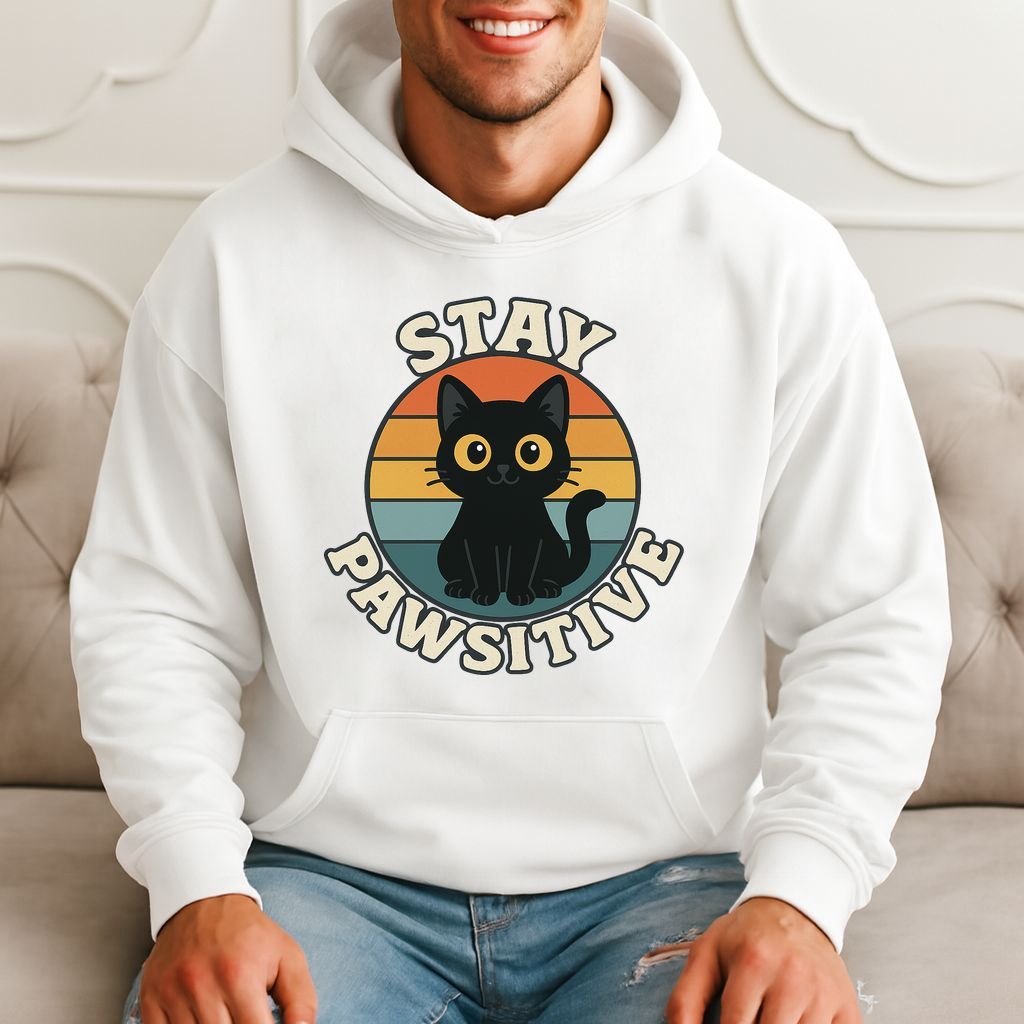 Stay Pawsitive Cat Lover Gift - Cute Animal Hoodie product image 3