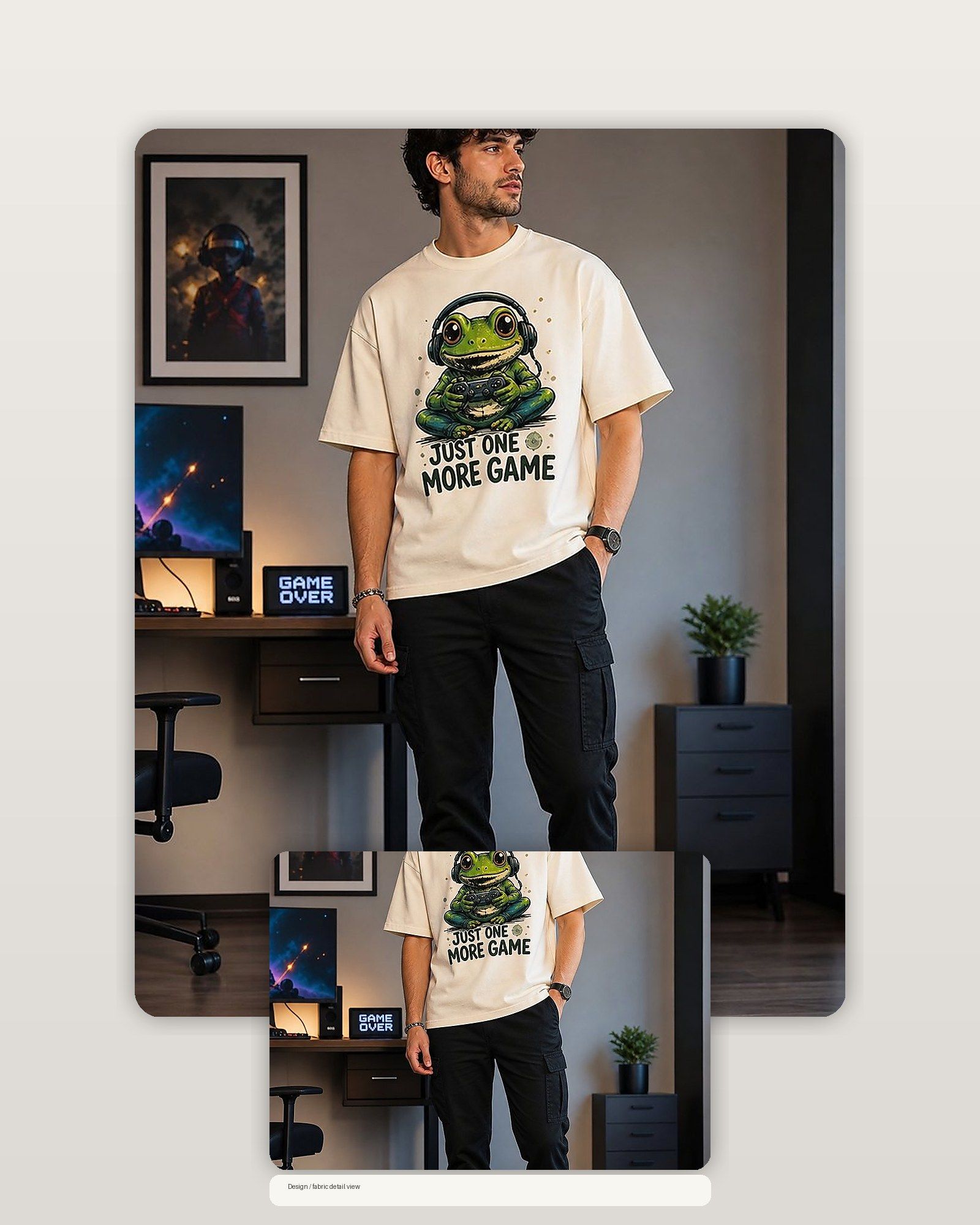 Frog Gamer Just One More Game Premium Boxy Tee – Graphic Streetwear T-Shirt for Everyday Outfits, gaming / gamer gift product image 2
