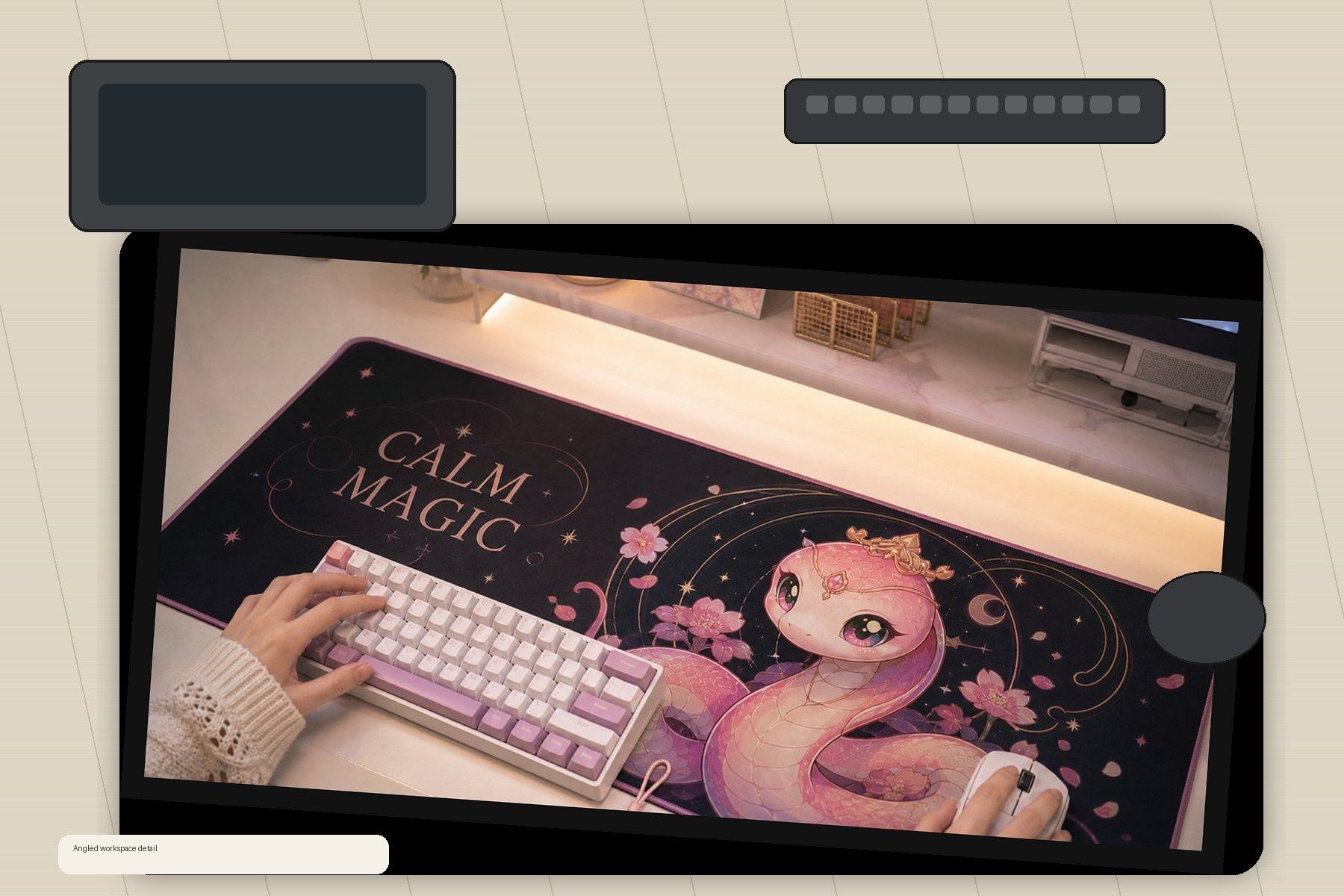 Snake Calm Magic Large Desk Mat – Gaming Mouse Pad for Office Setup, graphic art / gift product image 2