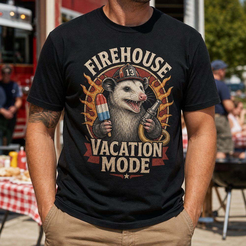 Firehouse Vacation Mode Opossum T-Shirt product image 1