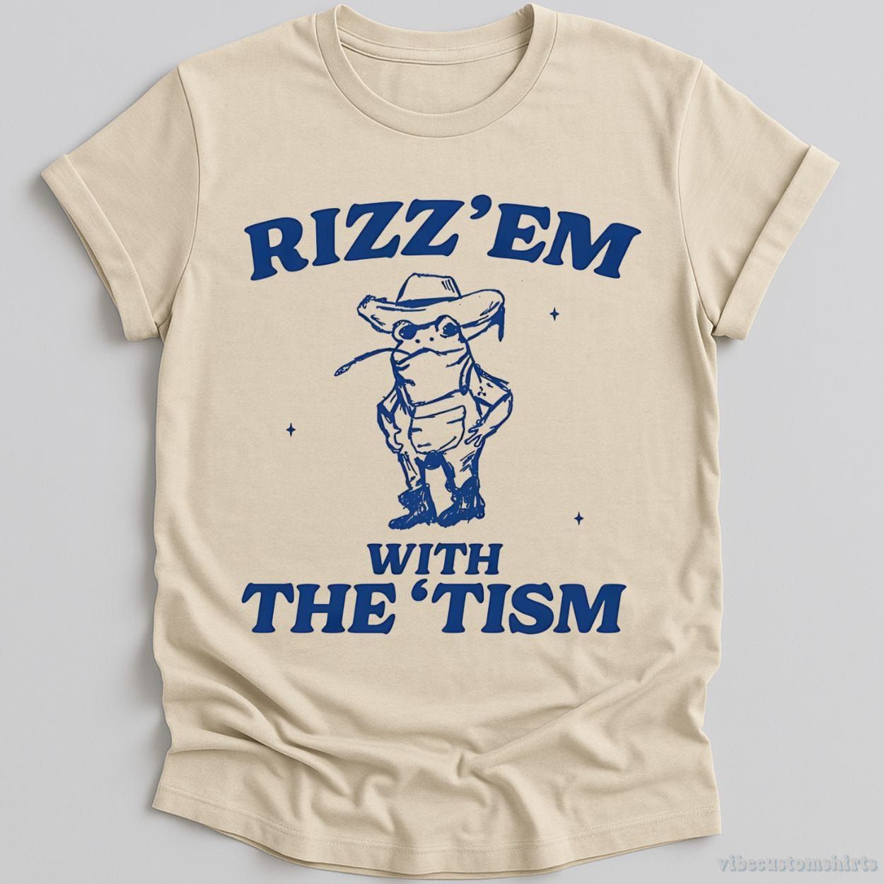 Rizz Em With The Tism Vintage Shirt, Autism Awareness T-Shirt, Farmer Cute Frog Tee, Retro Cartoon T Shirt, Meme Frog T Shirt, Fun Gift product image 1