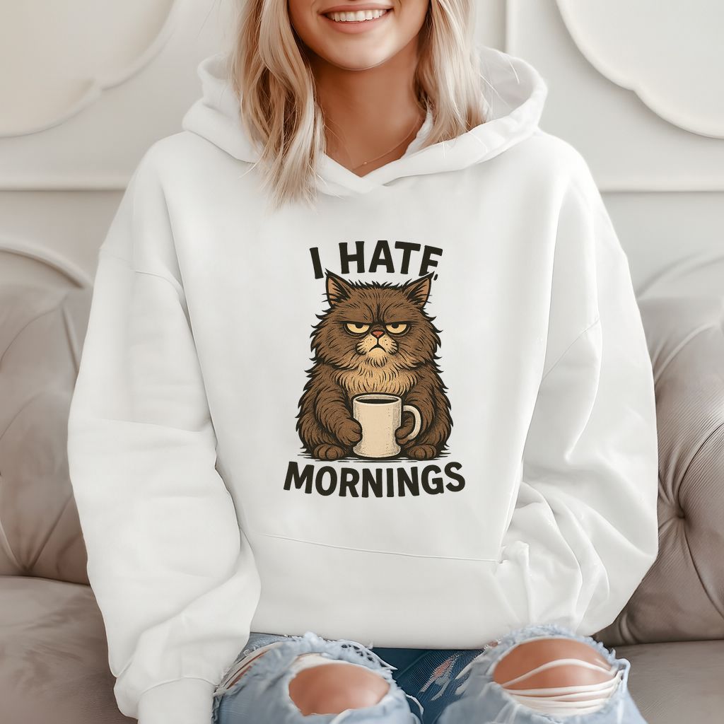 I Hate Mornings - Funny Cat Coffee Meme Hoodie product image 2