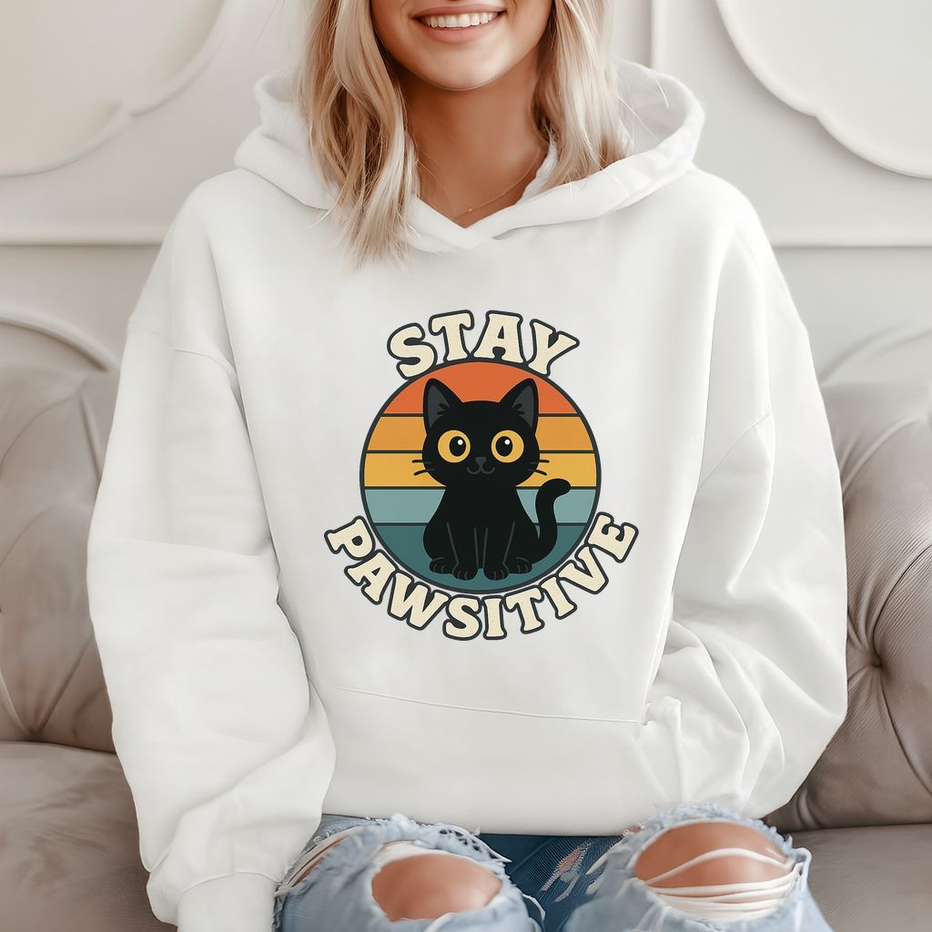 Stay Pawsitive Cat Lover Gift - Cute Animal Hoodie product image 2