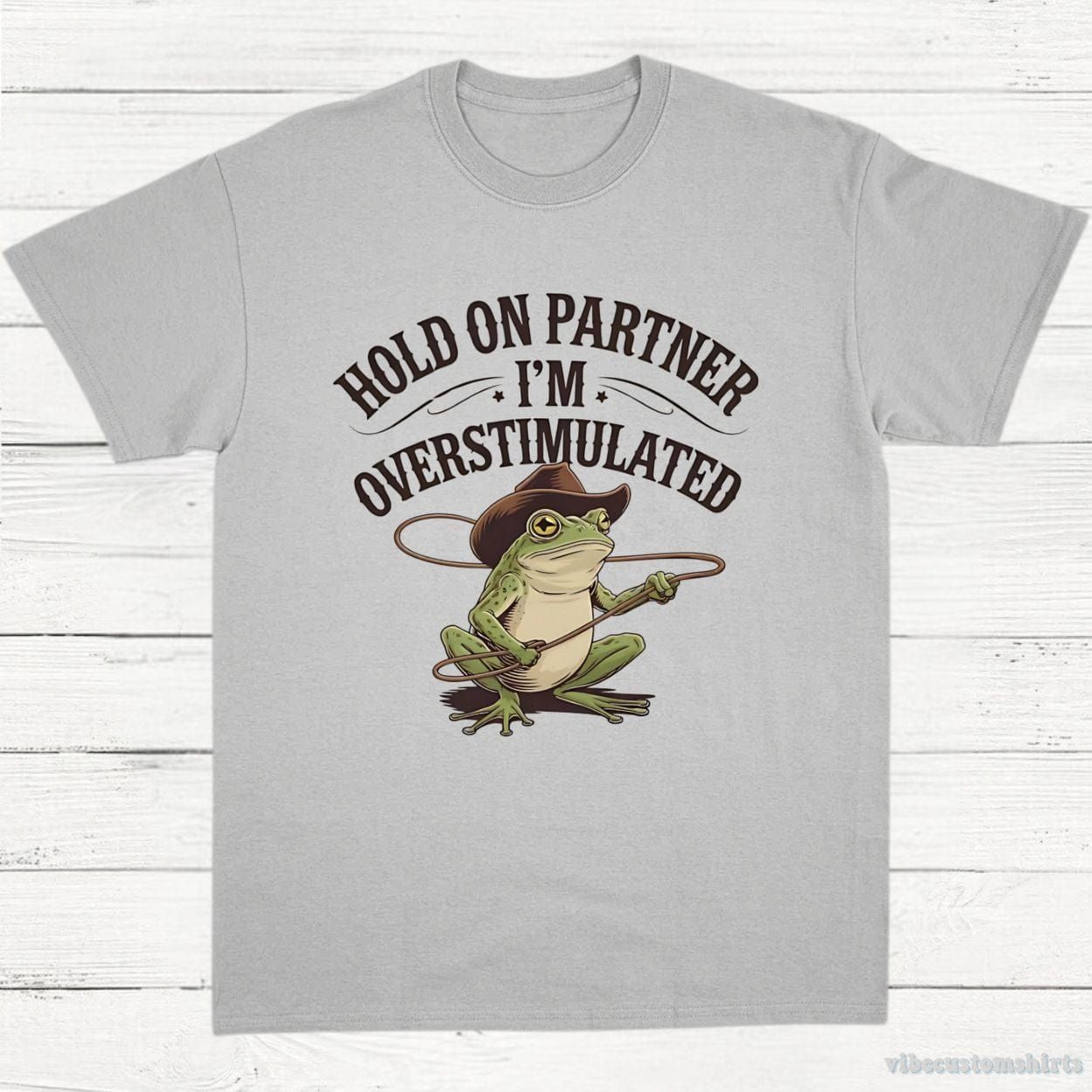 Hold On Partner I'm Overstimulated Western Frog T-Shirt product image 6