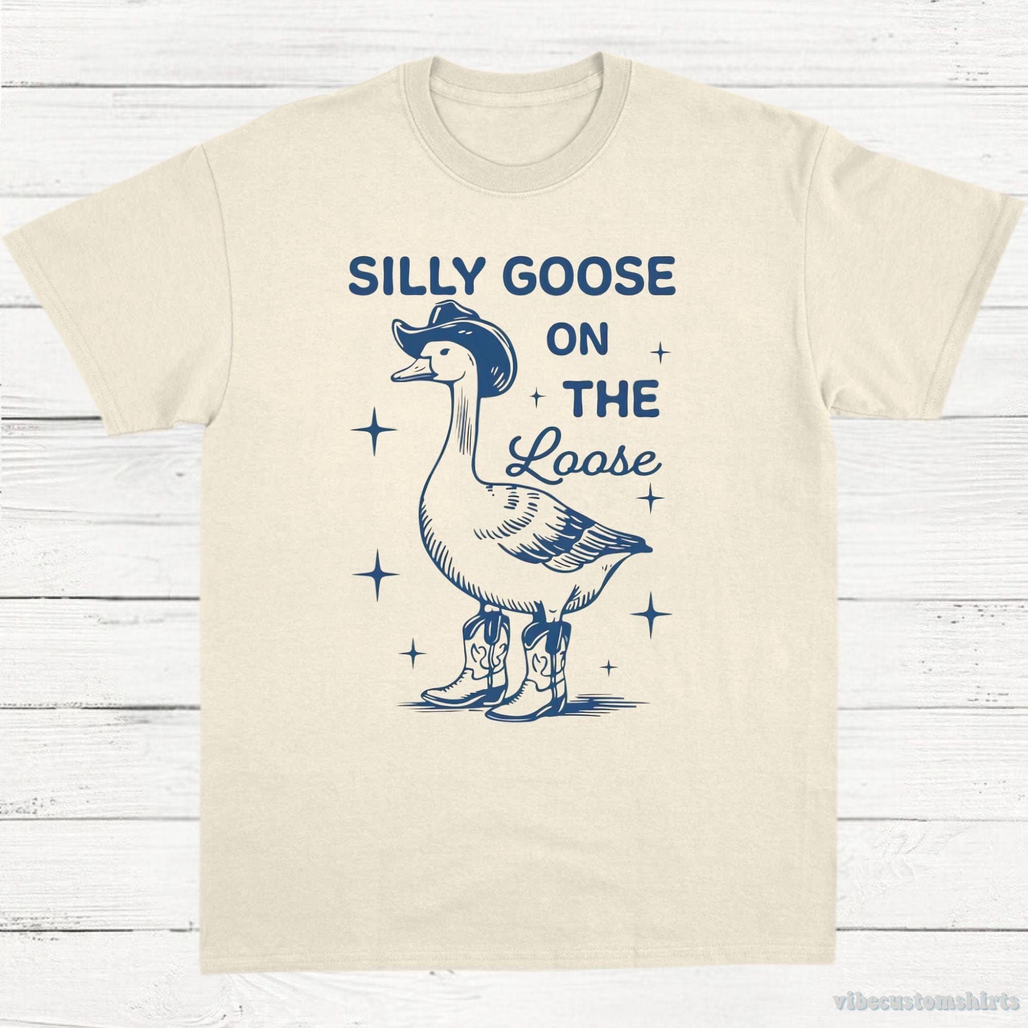 Silly Goose on the Loose Vintage Shirt, Cowboy Goose T-Shirt, Retro Cartoon Goose T Shirt, Meme Shirt, Gift For Goose Lovers, Unisex Tee product image 1